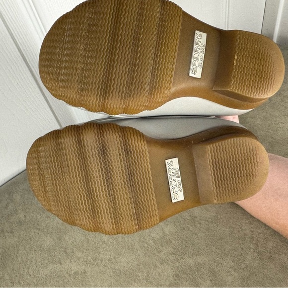 Sperry Silver Saltwater Duck Rain Boots Toddler Lace Up Metallic Size 6m - Picture 7 of 8